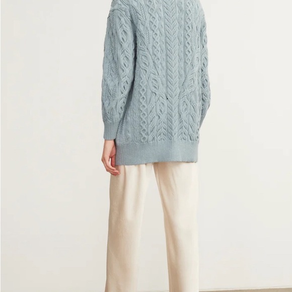 Vince - Aran Cable Cardigan in Light Sea Stone. Size 1x - Picture 4 of 6